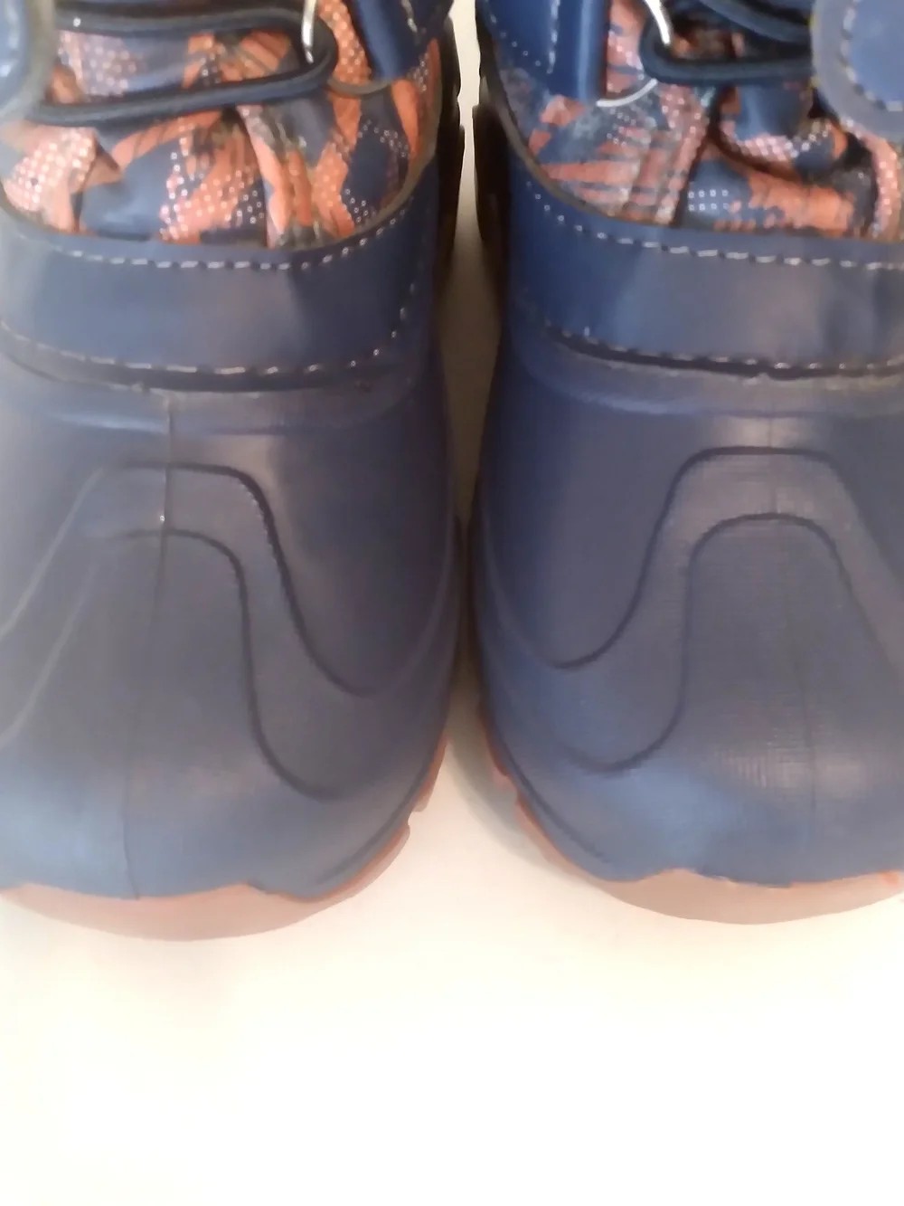 Kids Member's Mark Navy and Brown Insulated Winter Rain Boots with Plush Lining